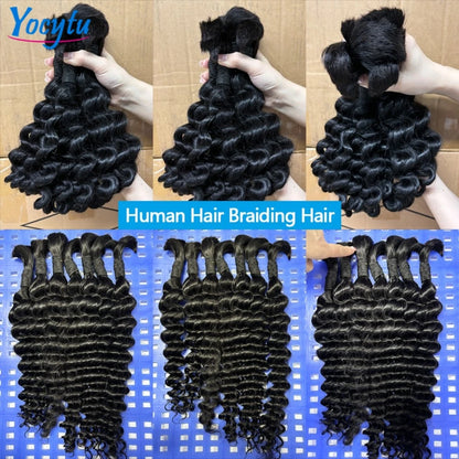 Deep Wave Bulk Human Hair For Braiding 22 22 22 Bulk Braiding 100% Human Hair No Weft For Braiding Wet And Wave Braiding Hair