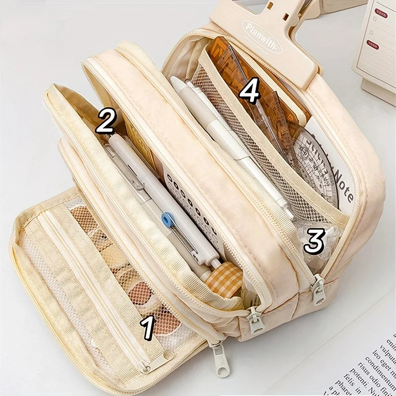 A Large-capacity Multi-layer Pencil Case, A Simple Multi-purpose Student Stationery Box And Makeup Storage Bag