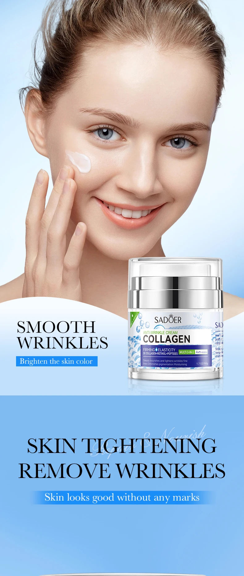 SADOER Vitamin C Collagen Face Cream Anti-aging Moisturizing Whitening Hydrating Facial Cream Day Creams Beauty Face Skin Care