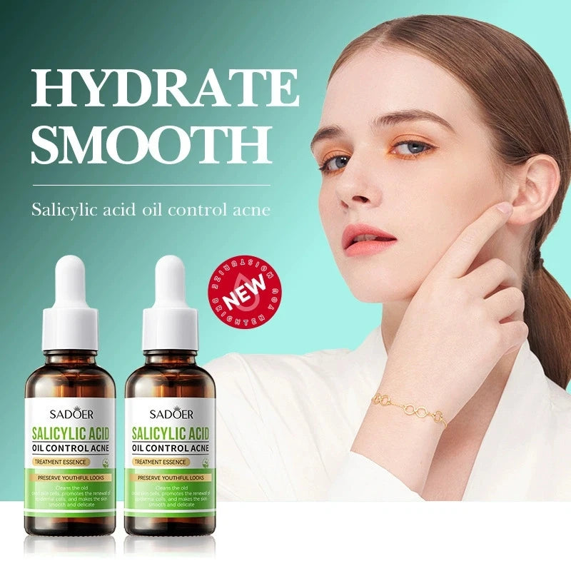30ml SADOER Salicylic Acid Face Serum Oil Control Acne Firming Hydrating Facial Essence Beauty Skin Care