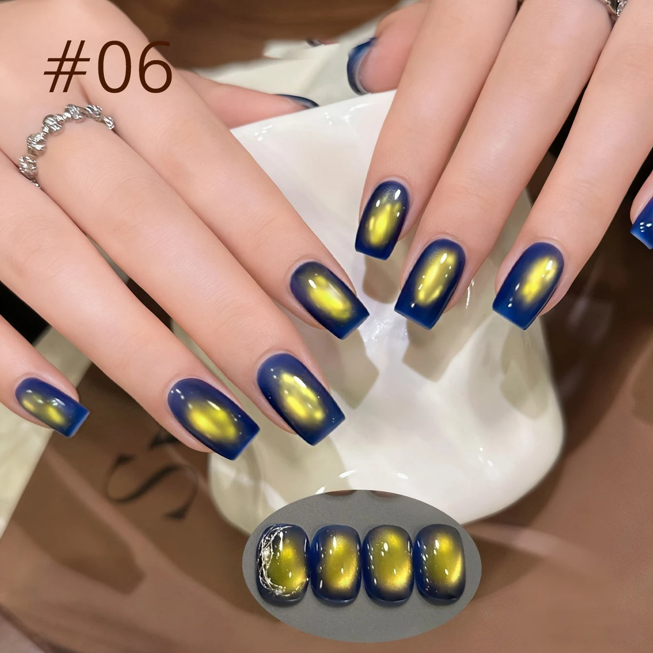 10ML 1-10PCS 2025 New Sunset Cat's Eye Nail Polish Series Amber Glass Beads Magnet Gel Nail Polish Nail Art Gold Brown Nails