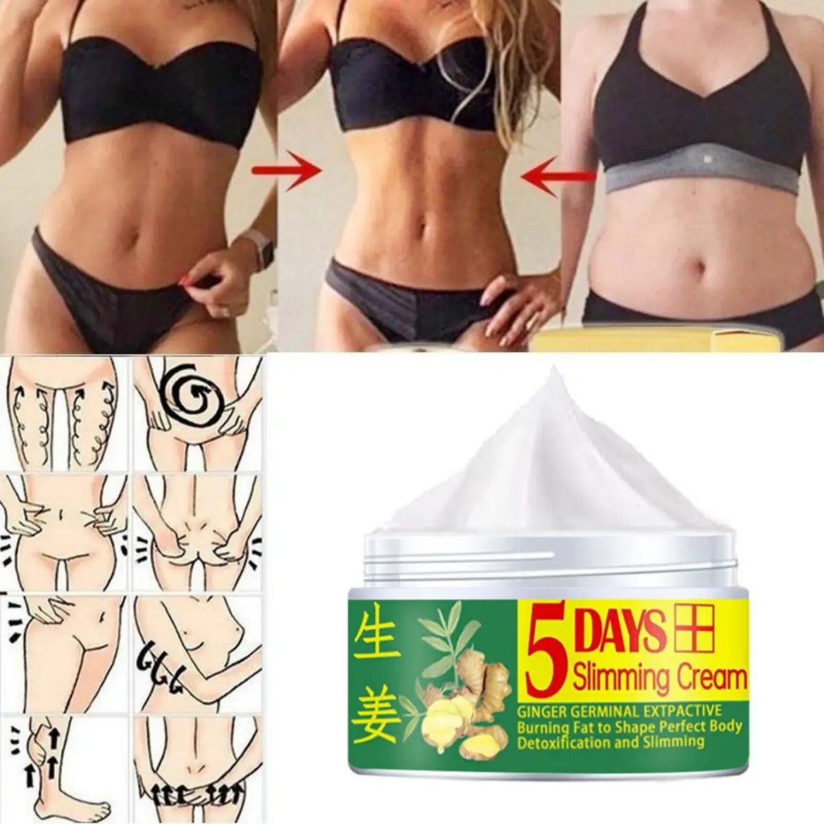 Ginger Herbal Extract Essence Slimming Cream Fat Burning Massage Cream Fat Burning Weight Loss Shaping Lifting Body Cream