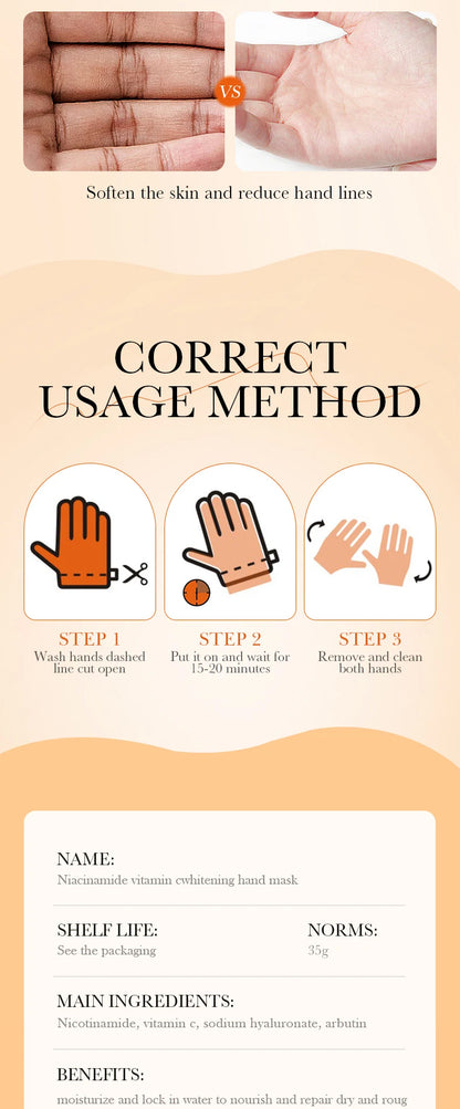 1/3/5 Pcs Niacinamide Hand Mask Hands peel barb Repair Moisturizing Nourishing Brightening Hand Gloves Hands Skin Care