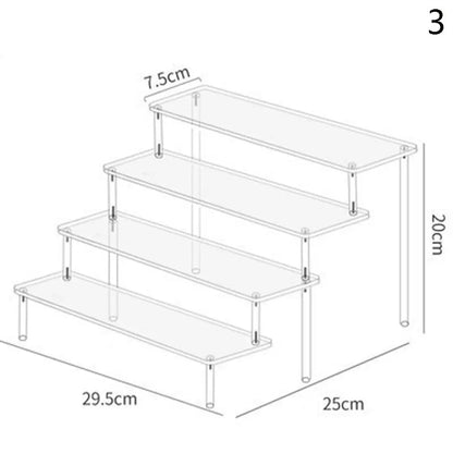 1-4 Tier Acrylic Display Stand Durable Display Rack For Cupcake Perfume Doll Transparent Trapezoidal Blind Box Storage Shelf