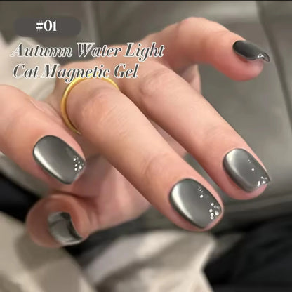 10ML 1-21PCS 2025 Autumn New Emerald Green Magnet Cat's Eye Gel Nail Polish Green Whitening Glass Bead Cat Eye Nail Polish