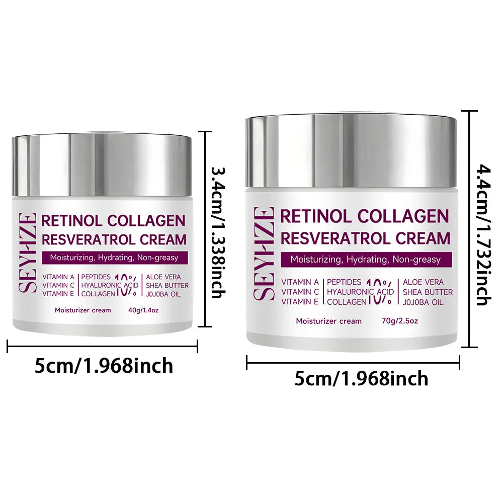 SEYHZE Retinol & Collagen Moisturizing Cream with Resveratrol HA & Niacinamide 40g/70g Day Night Anti-Aging Skin Care for Men Wo