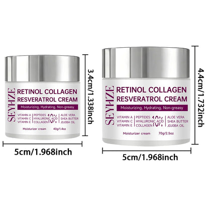 SEYHZE Retinol & Collagen Moisturizing Cream with Resveratrol HA & Niacinamide 40g/70g Day Night Anti-Aging Skin Care for Men Wo