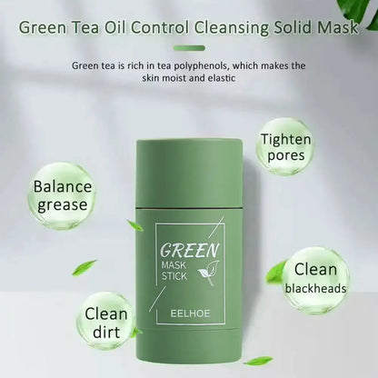 Green Tea Eggplant Solid Mask Deep Cleansing Oil Control Balance Antioxidan Shrink Pores Remove Blackheads Refreshing Mud Mask