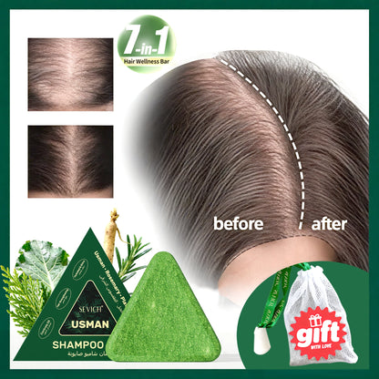 120g Usman Grass & Platycladus Shampoo Soap Strengthen Hair Root Growth Shampoo Bar Natural Herbal Hair loss treatment Hair Care