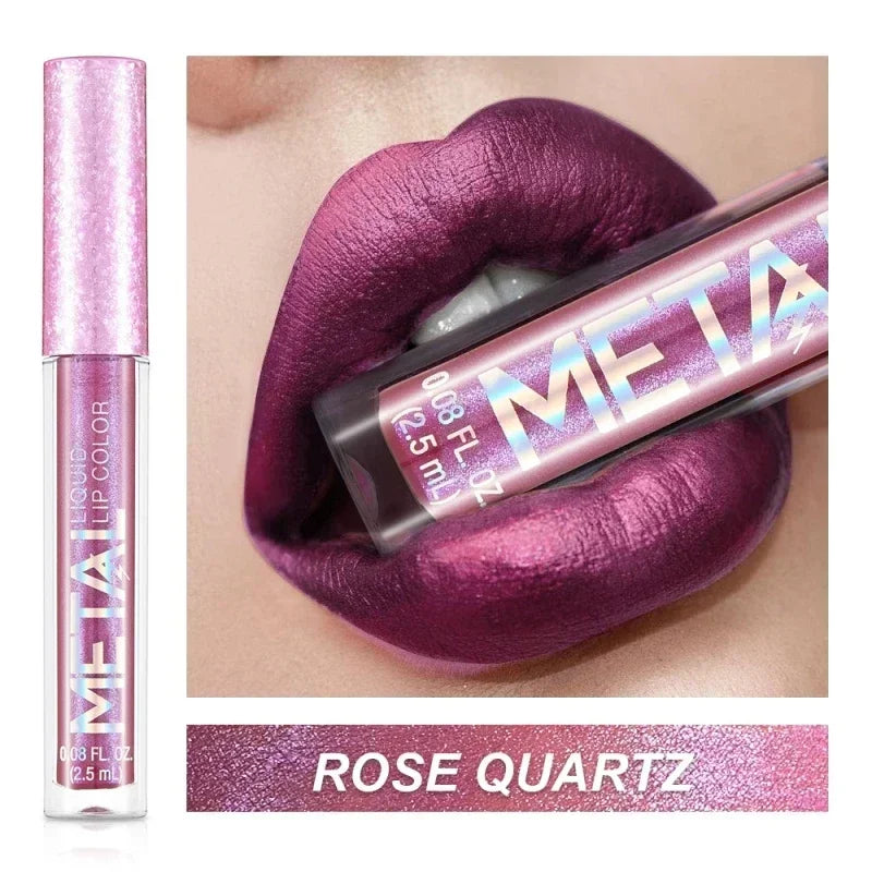 Metallic Matte Liquid Lipstick Waterproof Long Lasting Non-Stick Cup Matte Shimmer Glitter Lip Gloss Women Lips Makeup 12 Colors