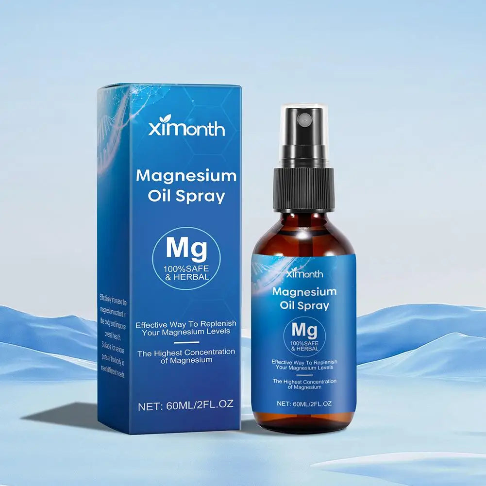 60ml 100% Pure Magnesium Oil Spray Non-GMO Relieve Muscle Body Pain Smoothes&Softens Skin For Better Sleep Quality