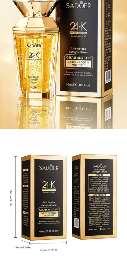 SADOER 24K Golden Collagen Serum for face Moisturizing Anti Wrinkles Hydrating Anti-aging Wrinkle Facial Essence Skin Care
