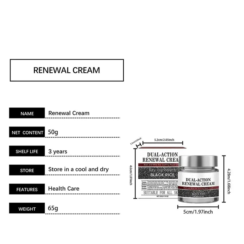 50g Dual-Action Renewal Cream Black White Rice Sooth Repair Cream Gentle Hydrating Suitable For All Skin Types Face Moisturizer