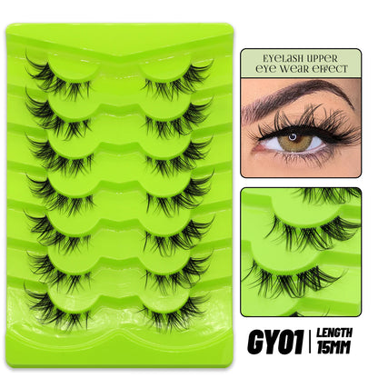 GROINNEYA Manga Lashes 5/7 pairs Eyelashes 3D Natural False Lashes Fluffy Soft Cross Wispy Natural Eyelash Extension Makeup