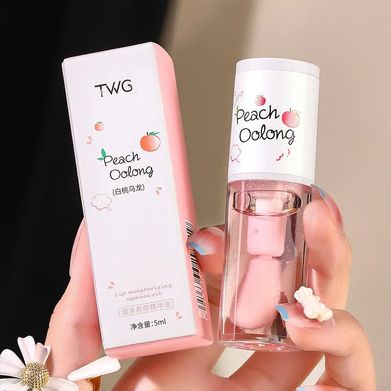 Peach Milk Honey Lip Oil Relieves Dry Moisturizing Lip Gloss Fades Lip Lines Water Light Lips Big Brush Head Cute