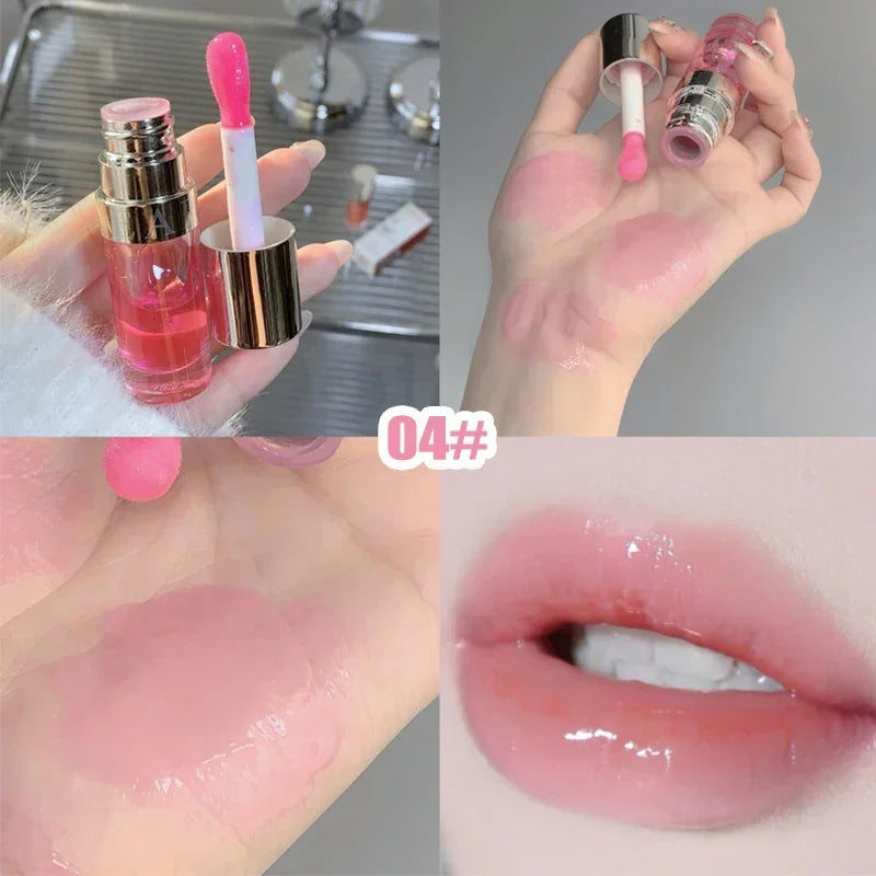 Jelly Violet Glass Lip Oil Moisturizing Transparent Plumper Lip Gloss Makeup Nutritious Liquid Lipstick Big Brush Lip Care