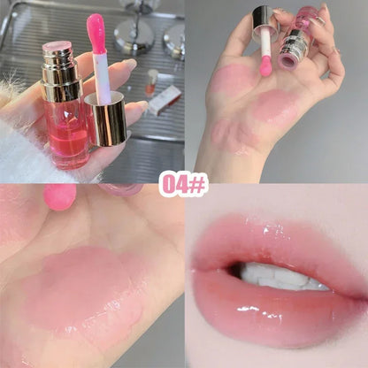 Jelly Violet Glass Lip Oil Moisturizing Transparent Plumper Lip Gloss Makeup Nutritious Liquid Lipstick Big Brush Lip Care