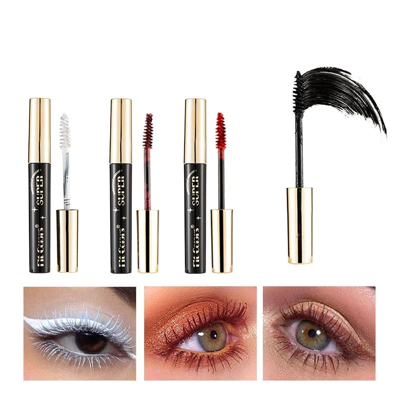 Colored Mascara Waterproof Blue White Black Purple Lengthen Eyelashes 4D Silk Fiber Eyelash Extension Eyes Makeup for Party Use