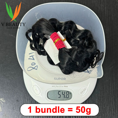 Bulk Human Hair for Braiding 22 24Inch Deep Wave Bulk Human Hair for Boho Braids No Weft 100% Curly Human Hair Bulk Crochet