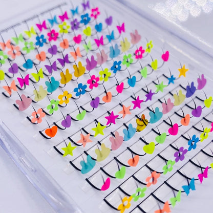 Mink False Eyelashes with Butterfly Flower Heart Sequins, Glitter Individual Lashes Clusters Soft Fairy Lashes Party Makeup Lash