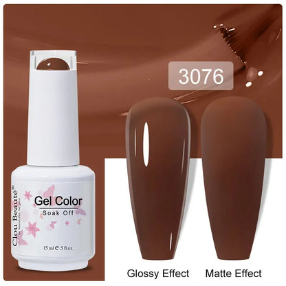 Clou Beaute 15ml Nail Gel Polish Warm Color Dark Red Brown Semi Permanent Nail Art Manicure Soak Off LED UV Varnishes Lacquer
