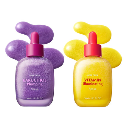 Korean Skin Care EQQUALBERRY Bakuchiol & Vitamin C Serum Set Niacinamide Serum Face Pore Care Firming Skin Brightening Essence