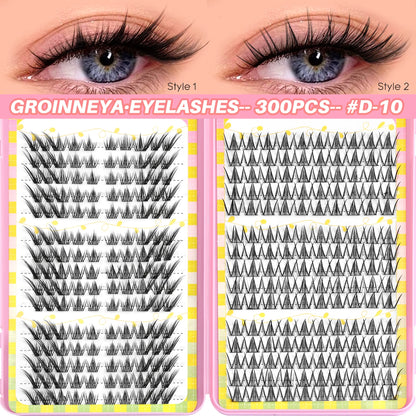 GROINNEYA Lash Clusters 30Rows DIY Natural Manga Eyelashes Mixed Tray Individual Lashes Natural Volume Eyelash Extension Makeup
