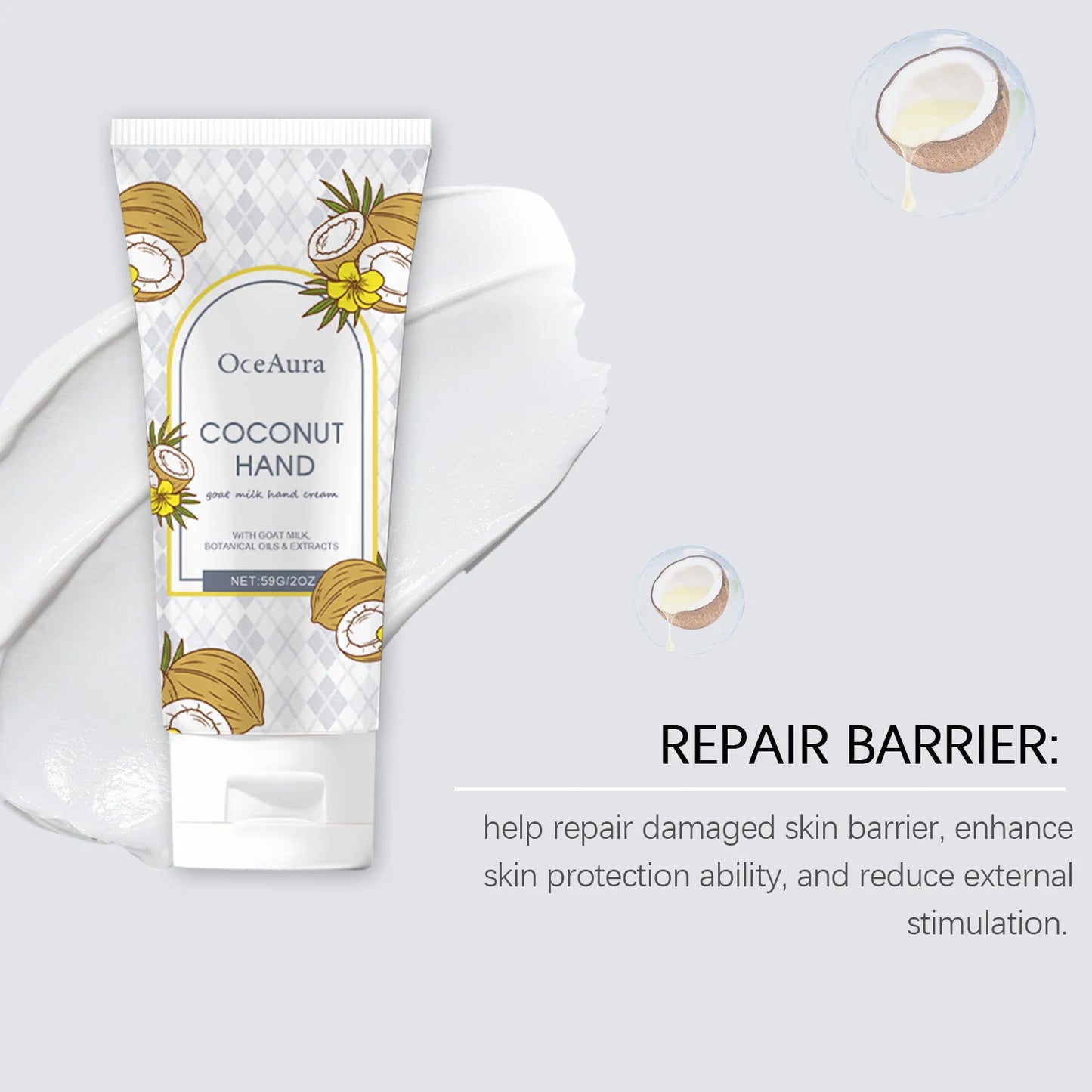 Coconut Hydrating Hand Cream Nourishing Rejuvenating Moisturizing Brightening Smoothing Soothing Anti Cracked Repair Hand Cream