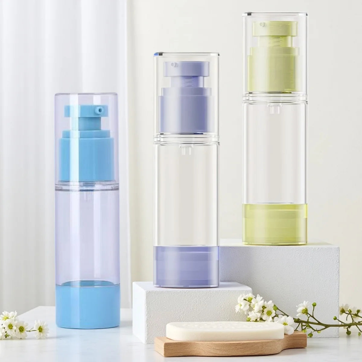 2/3pcs 3 color 30ml Plastic lotion vacuum bottle reusable simple Foundation make-up essence liquid Travel distribution bottle