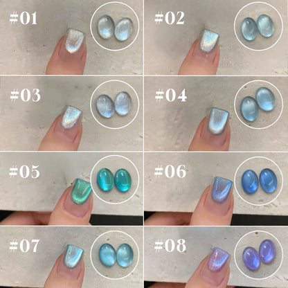 12ML 1-6PCS Summer And Autumn Island Glass Bead Magnet Cat Eye Gel Nail Polish Blue Nails Nail Art Nail Supplies