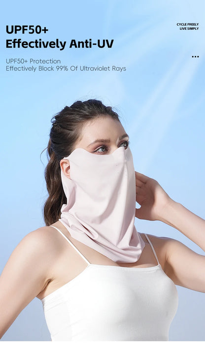 WEST BIKING Mask Breathable Sunscreen Face Veil Ice Silk Face Mask Sun Protection Neckline Face Cover Summer Cycling Hiking
