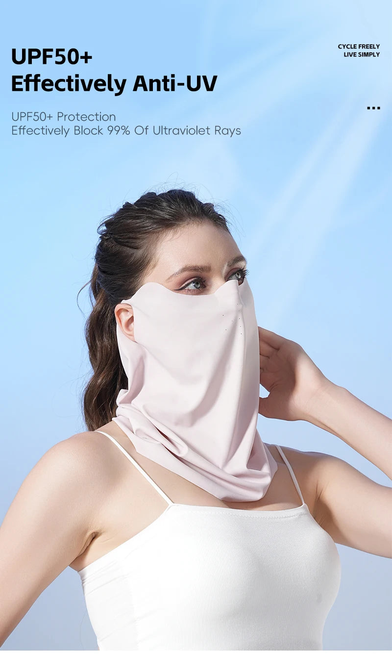WEST BIKING Mask Breathable Sunscreen Face Veil Ice Silk Face Mask Sun Protection Neckline Face Cover Summer Cycling Hiking