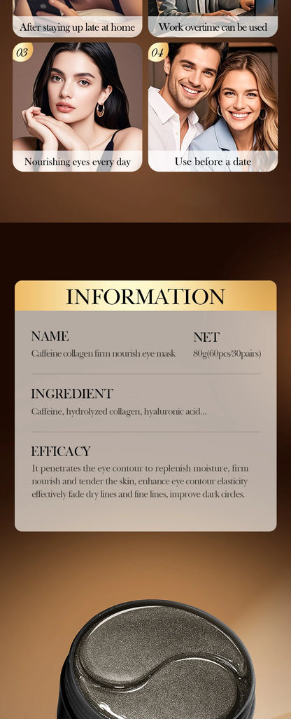 SADOER Collagen Eye Mask Caffeine Crystal Anti Dark Circles Eye Bag Remover Moisturizing Anti-aging Eye Patches Skin Eye Care