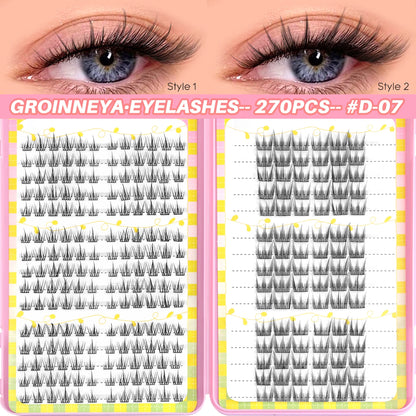 GROINNEYA Lash Clusters 30Rows DIY Natural Manga Eyelashes Mixed Tray Individual Lashes Natural Volume Eyelash Extension Makeup