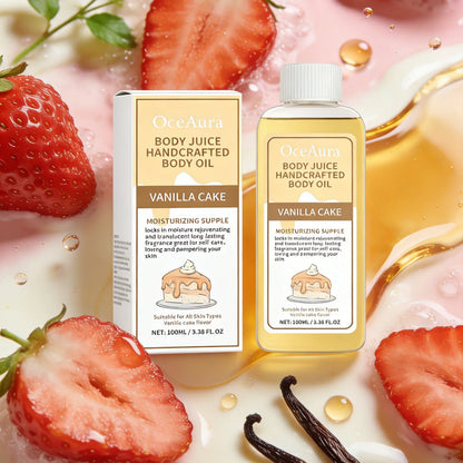 OceAura Vanilla Scented Body Oil Long Lasting Fragrance Moisturizing Skin Rejuvenation Coconut Oil Strawberry Body Massage Oil