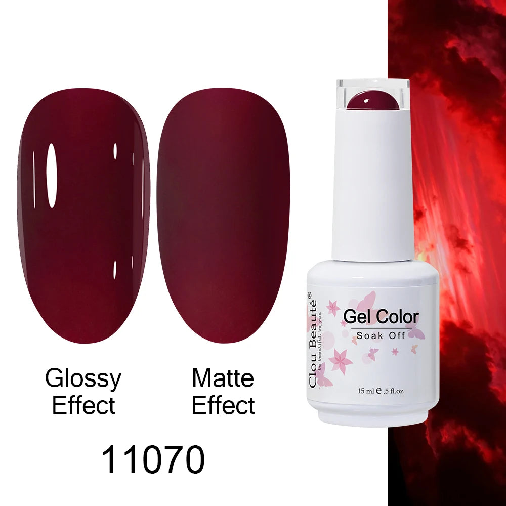 Clou Beaute 15ml Nail Gel Polish Warm Color Dark Red Brown Semi Permanent Nail Art Manicure Soak Off LED UV Varnishes Lacquer