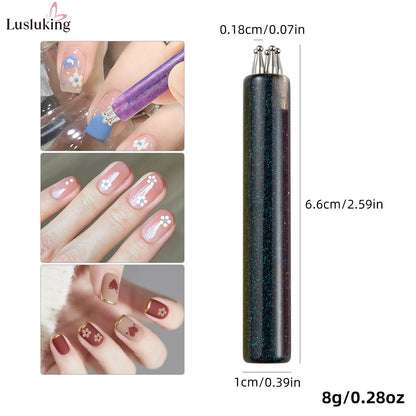 DIY Nail Art 5-Petal Dotting Tool Flower Creator 1.8mm Fine Tip Rhinestone Pickers Glitter Handle Manicure Nail Tools Brushes