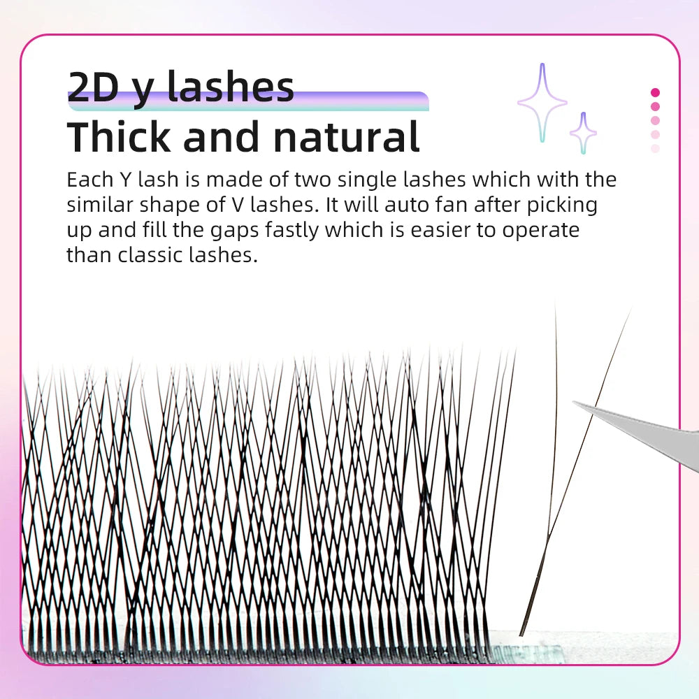 Yelix 2D Y Shape Eyelashes Extension Hand Woven Premium B C D L M Natural Single Tip Lashes Supplies Makeup Mesh Net Cross Lash