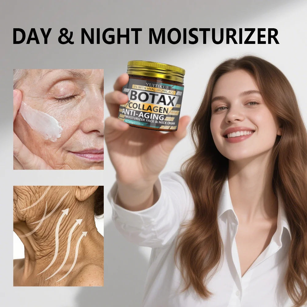 BOTAX Collagen 5% Hyaluronic Acid Cream - Anti-Aging Face & Neck Moisturizer, Day & Night, 60g