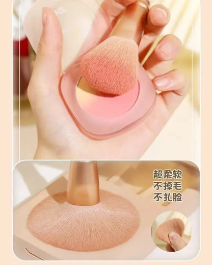 5Pcs Portable Makeup Brush Set With Mirror - Foldable Travel Kit ，Mini Makeup Brush Set Travel Makeup Brush Set