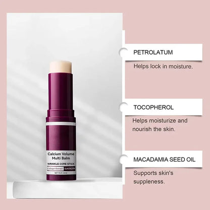 Calcium Volume Multi Balm Korean Skincare Stick,Face & Eye Cream,Collagen Deep Moisturizing Anti-Wrinkle,Suitable for Pre Makeup