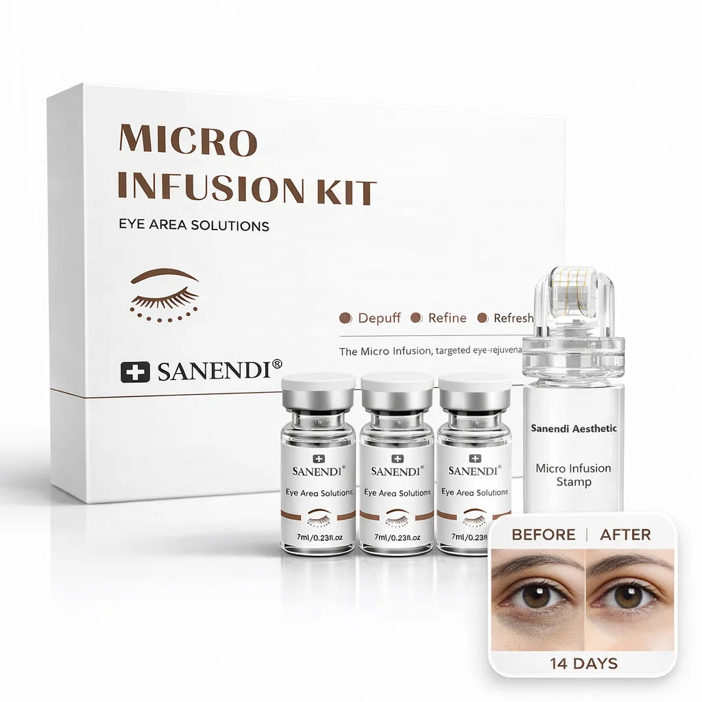 3 in 1 Micro-Infusion System for Eye & Face 0.05mm Stamp Hyaluronic Acid & Collagen Peptide Serum Firmer Home Skin Care 1Month