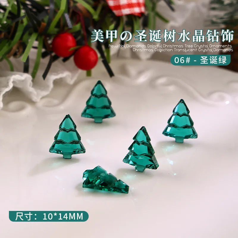 10PCS 3D Transparent Christmas Tree Nail Art Rhinestone Charms Gems Accessories For Winter Nail Decoration Design Supplies Parts