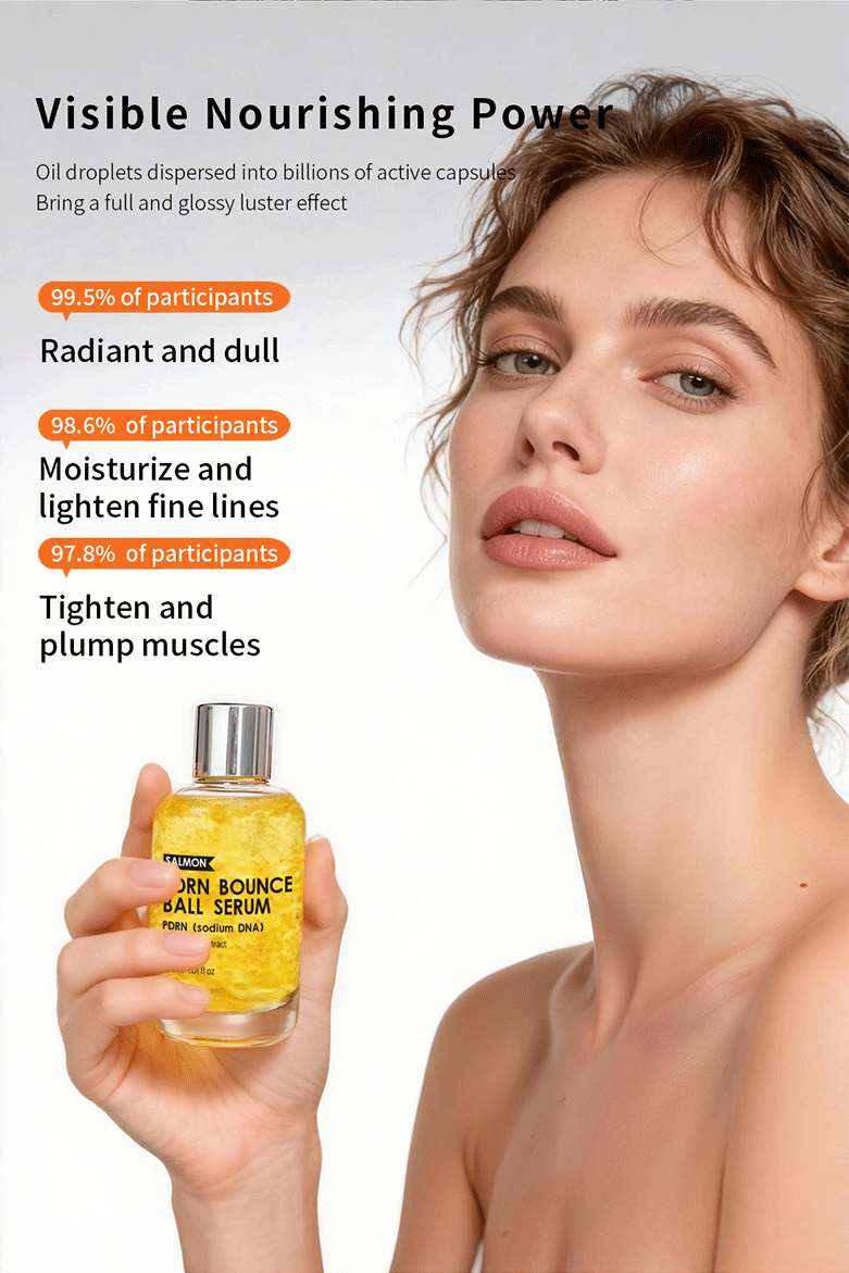 Salmon PDRN Bounce Ball Serum Anti-Aging Sodium DNA & Niacinamide Essence Shake-to-Activate Oil Beads for Instant Glow & Firming
