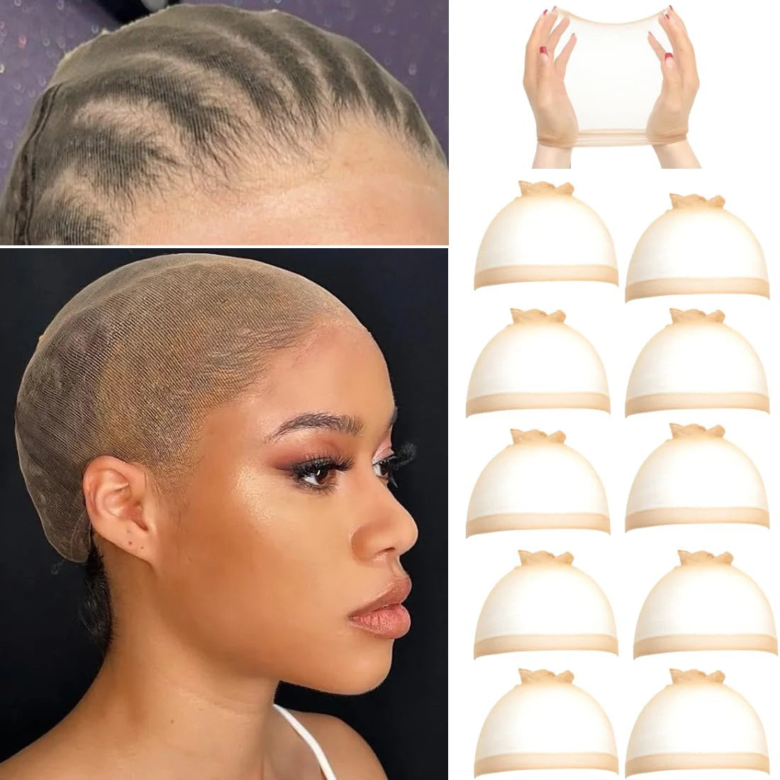 Wholesale HD Wig Cap for Women Invisible Ultra-thin Stretchy Stocking Caps for Lace Front Wigs Sheer Wig Cap Thin Nylon Cap