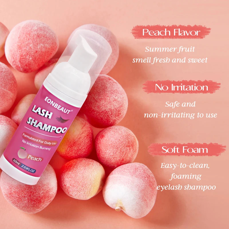Eonbeaut Fake Eyelash Extension 60ml Glue Peach Shampoo Lash Adhesive Makeup Tool Beauty Shop Clean Foam Pump No Stimulation