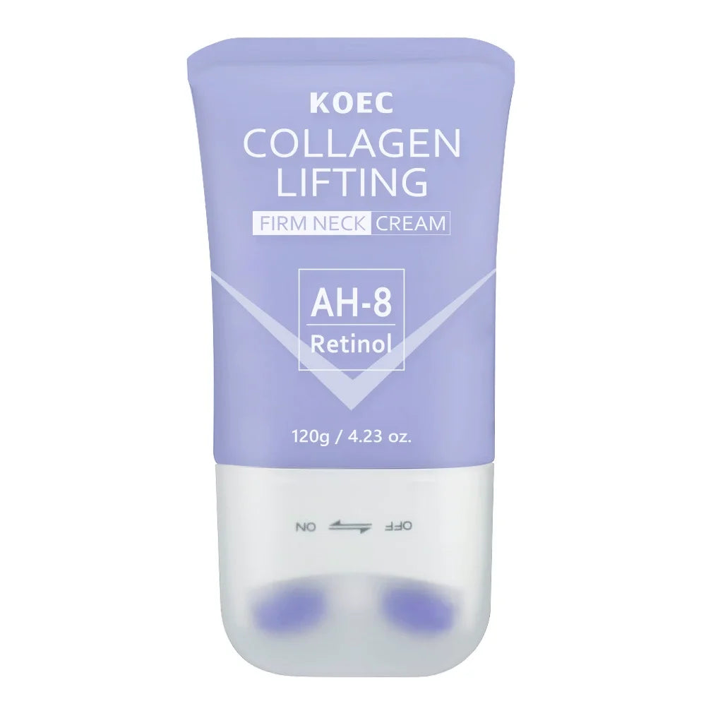 120g KOEC Collagen AH-8 Retinol Lifting Firming Neck Cream Moisturizing Nourishing 360° Roller Massage Design Fast-Absorbing