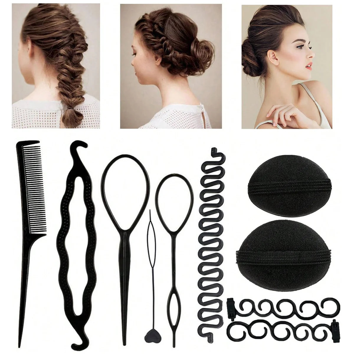 Centipede Braid Hair Tool Lazy Bun Maker Hair Accessories Kit French Braid Tools Hair Braiding Accessories for Women Hair Stylin