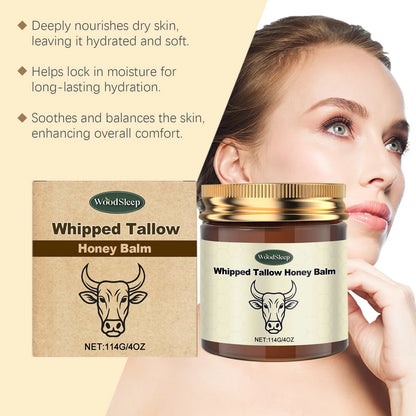 Whipped Grass Fed Beef Tallow Honey Balm Deep Hydration Face Cream Smooth Lightweight Moisturizing Nourishing Firming Skin Care