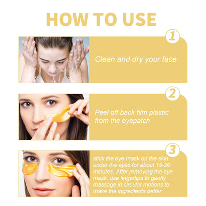24k Gold Collagen Eye Patches Reduce Fine Lines Eliminate Puffiness And Dark Circles Tighten And Firm The Delicate Eye Area